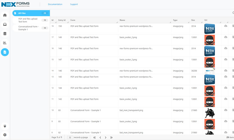 NEX-Forms - Managing Entries - Figure - 1