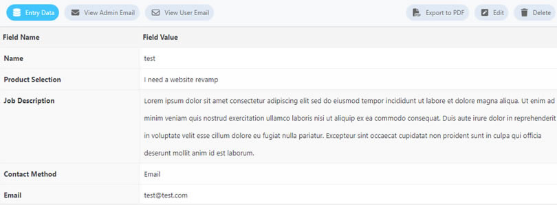 NEX-Forms - Form Entries - Figure - 4