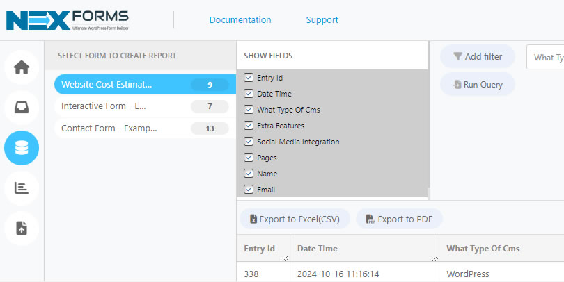 NEX-Forms - Managing Entries - Figure - 1